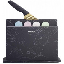 Набір 4 обробні дошки Ofenbach Black Marble 28х18х0.5см на горизонтальній підставці для ножів (2382)