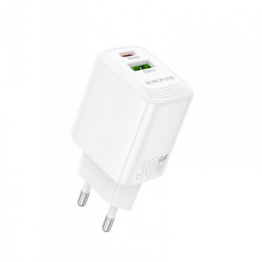 Мережевий зарядний пристрій BOROFONE BN29 Fuente PD30W+QC3.0 charger (EU) White (6941991120329) (382)