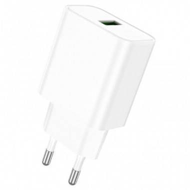 Мережевий зарядний пристрій BOROFONE BA72A Spring single port QC3.0 charger White (6974443388558) (20482)