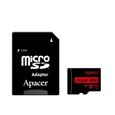 Карта пам'яті microSDXC (UHS-1) Apacer 256Gb class 10 V10 A1 R100MB/s (adapter SD) (AP256GMCSX10UB-R) (482)