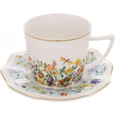 Чайний порцеляновий набір "Floral" 6 чашок 250мл і 6 блюдець (3682)