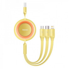 Кабель Baseus Bright Mirror 2 Series Retractable 3-in-1 Fast Charging  Data Cable USB to M+L+C 3.5A 1.1m yellow (CAMJ010011) (14982)