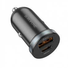 Автомобільний зарядний пристрій BOROFONE BZ22 Scenery dual port PD30W+QC3.0 car charger Black (6941991105180) (17492)