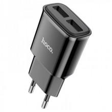 Мережевий зарядний пристрій HOCO C88A Star round dual port charger 12W Black (6931474749482) (492)