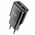 Мережевий зарядний пристрій HOCO C88A Star round dual port charger 12W Black (6931474749482) (492)