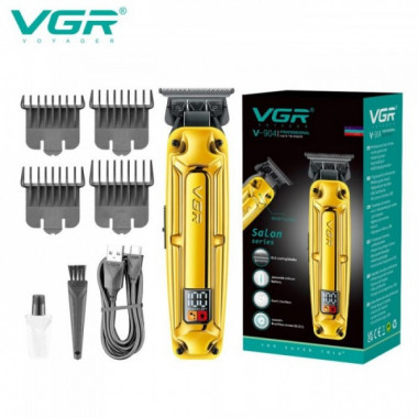 Аккумуляторная машинка для стрижки VGR V-904 GOLD, 4 насадки, 2000 mAh, LED display дисплей (19592)