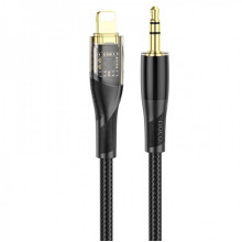 Аудіокабель HOCO UPA25 iP to 3.5mm male, nylon braid, 1m, Black (6931474791153) (19692)