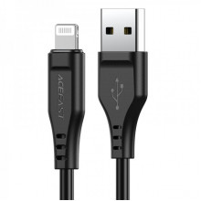Кабель ACEFAST C3-02 USB to iP 2.4A, 1.2m, TPE, TPE connectors, Black (6974316280828) (14792)