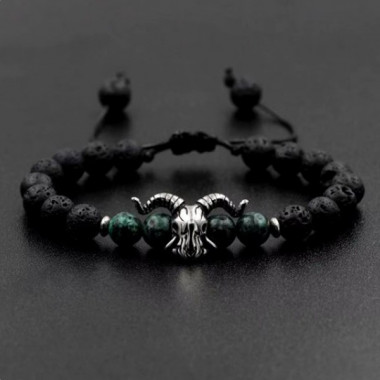 Браслет мужской из натурального камня OMEN черный (2394531531)