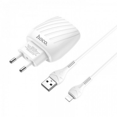 Зарядное сетевое HOCO C78A Highway 2USB 2.4A Lightning Белый (9213)