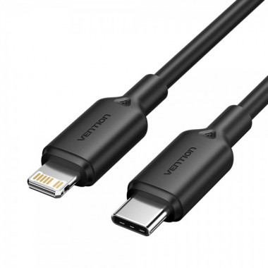 Кабель Vention USB 2.0 Type-C Male to Lightning Male 3A Cable 2M Black PVC Type (LAKBH) (14813)