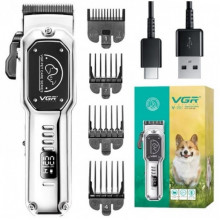 Аккумуляторная машинка для стрижки животных триммер VGR V-201 + 4 насадки, USB-зарядка (17913)