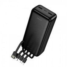 Зовнішній акумулятор HOCO J163B Wonderful power bank with 4 cables(30000mAh) Black (6942007664615) (21223)