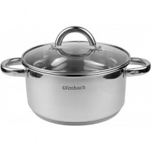 Каструля індукційна Ofenbach Casserole із нержавіючої сталі 3л зі скляною кришкою (1423)