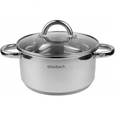 Каструля індукційна Ofenbach Casserole із нержавіючої сталі 3л зі скляною кришкою (1423)