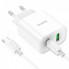 Мережевий зарядний пристрій з кабелем HOCO C80A Plus Rapido PD20W+QC3.0 charger set(Type-C to Type-C) White (6931474779908) (19823)