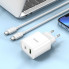 Мережевий зарядний пристрій з кабелем HOCO C80A Plus Rapido PD20W+QC3.0 charger set(Type-C to Type-C) White (6931474779908) (19823)