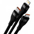 Кабель Baseus Flash Series Ⅱ One-for-three Fast Charging Data Cable USB to M+L+C 66W 1.2m Black (CASS040001) (14923)
