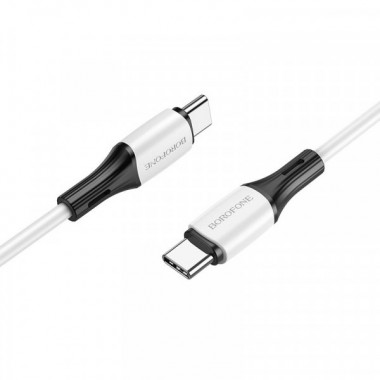 Кабель BOROFONE BX79 Type-C to Type-C 3A,60W, 1m, silicone, silicone connectors, White (6974443384819) (17433)