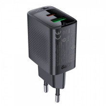 Мережевий зарядний пристрій ACEFAST A78 PD20W GaN (USB-A+USB-C) charger Black (6974316283256) (19833)