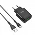 Мережевий зарядний пристрій з кабелем HOCO C72Q Glorious single port QC3.0 charger set(Type-C) 18W  Black (6931474732545) (15043)