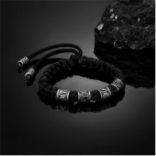 Браслет мужской из паракорда и стали VIKING с Рунами Черный (2102768811)