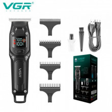 Мужской аккумуляторный триммер для бороды и усов VGR V-964 с 3 сменными насадками 1-3 мм. Черный (14343)