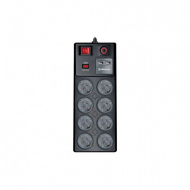 Сетевой фильтр питания REAL-EL RS-8F USB CHARGE 3m, black (EL122300004) (15843)