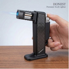 Газовая горелка Honest BCZ 484-1 с пьезоподжигом до 1300°C, для пайки и разжига Черная (22053)
