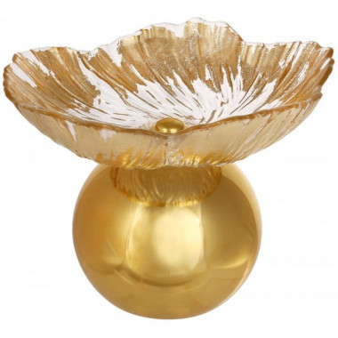 Фруктівниця (цукерниця) скляна "Gold Flower" Ø20х15см (19353)