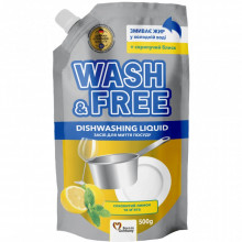 Средство для ручного мытья посуды Wash&Free Сочный лимон и мята Дой-пак 500 г (4823128001317) (7453)
