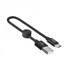 Кабель HOCO X35 USB to Type-C 3A, 0.25m, nylon, aluminum connectors, Black (6931474707451) (19753)