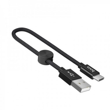 Кабель HOCO X35 USB to Type-C 3A, 0.25m, nylon, aluminum connectors, Black (6931474707451) (19753)