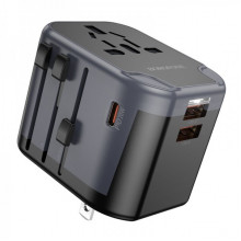Мережевий зарядний пристрій BOROFONE BAC13 Leader 3-port PD20W(1C2A) universal conversion charger Black (6941991117169) (18953)