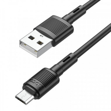 Кабель HOCO X83 USB to Micro 2.4A, 1m, PVC, PVC connectors, Black (6931474770882) (20163)