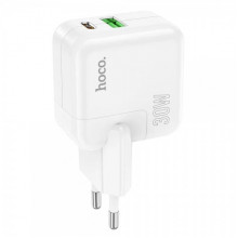 Мережевий зарядний пристрій HOCO C111A Lucky dual-port PD30W+QC3.0 charger White (6931474790866) (20263)