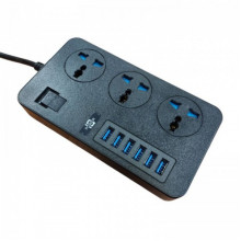 Сетевой удлинитель фильтр CP02 на 3 розетки + 6 USB 3.1A 2 метра Чёрный (9363)