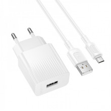 Мережевий зарядний пристрій з кабелем BOROFONE BAS71A Source single-port charger set(Micro) White (6941991122606) (17463)