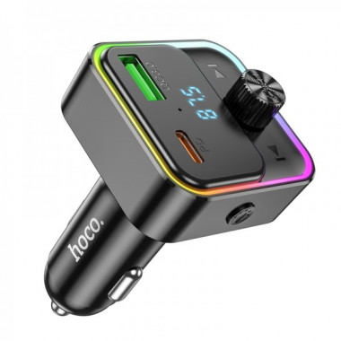 АЗП з FM-модулятором HOCO E81 Fantasy PD30W+QC3.0 car BT FM transmitter Black (6942007612296) (19863)
