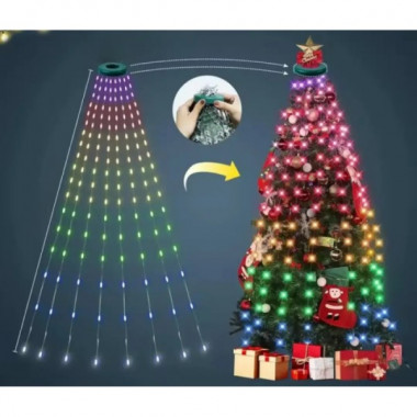 Гирлянда Конский хвост от USB, 2м, 10 нитей, 200LED + пульт / Смарт гирлянда / Умная гирлянда на елку (9863)