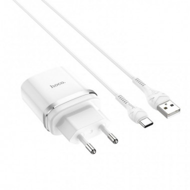 Мережевий зарядний пристрій з кабелем HOCO C12Q Smart QC3.0 charger set(Type-C) 18W White (6931474716309) (14963)