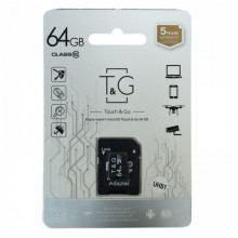 Карта памяти MicroSDHC 64GB UHS-1 Class 10 T&G С адаптером (17963)