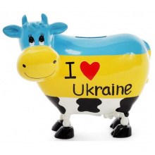 Скарбничка-корівка "I love Ukraine" 16.5х9х14см керамічна (5963)