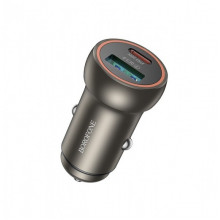 Автомобільний зарядний пристрій BOROFONE BZ32A Fresh PD30W+QC3.0 car charger metal gray (6941991118579) (17473)
