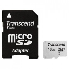 Карта памяти Transcend 16GB microSDHC class 10 UHS-I U1 (TS16GUSD300S-A) (16973)