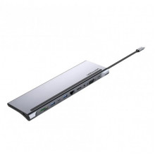 USB-хаб Vention Multi-function USB-C to HDMI/VGA/USB-C Gen 1/USB 3.0x2/USB 2.0/RJ45/SD/TF/TRRS 3.5mm/PD Docking Station 0.25m (THTHC) (14783)