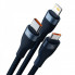 Кабель Baseus Flash Series Ⅱ One-for-three Fast Charging Data Cable USB to M+L+C 66W 1.2m Blue (CASS040003) (14983)