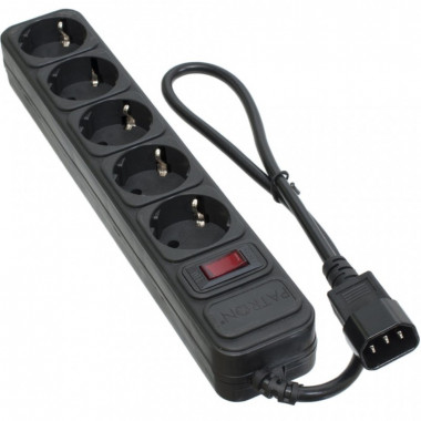 Сетевой фильтр питания Patron 0.5 m3*1mm2 (SP-1052U) 5 розеток BLACK (EXT-PN-SP-1052U) (15983)
