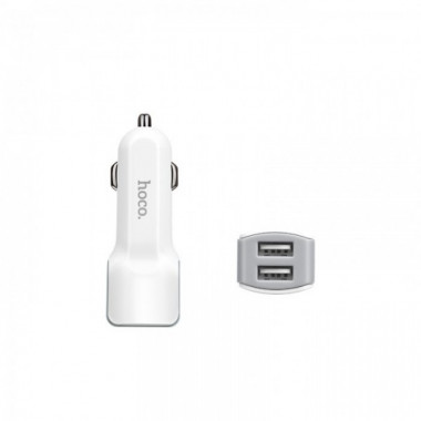 USB зарядка от прикуривателя в авто Hoco Z 23 на 2 USB Белый (9193)