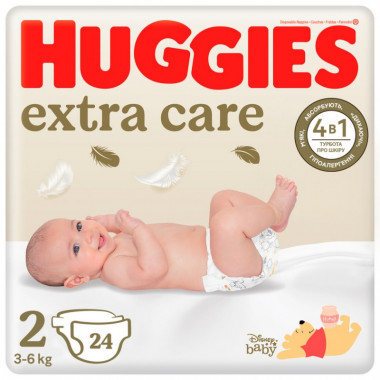 Подгузники Huggies Extra Care Size Размер 2 (3-6 кг) 24 шт (5029053550275) (7593)
